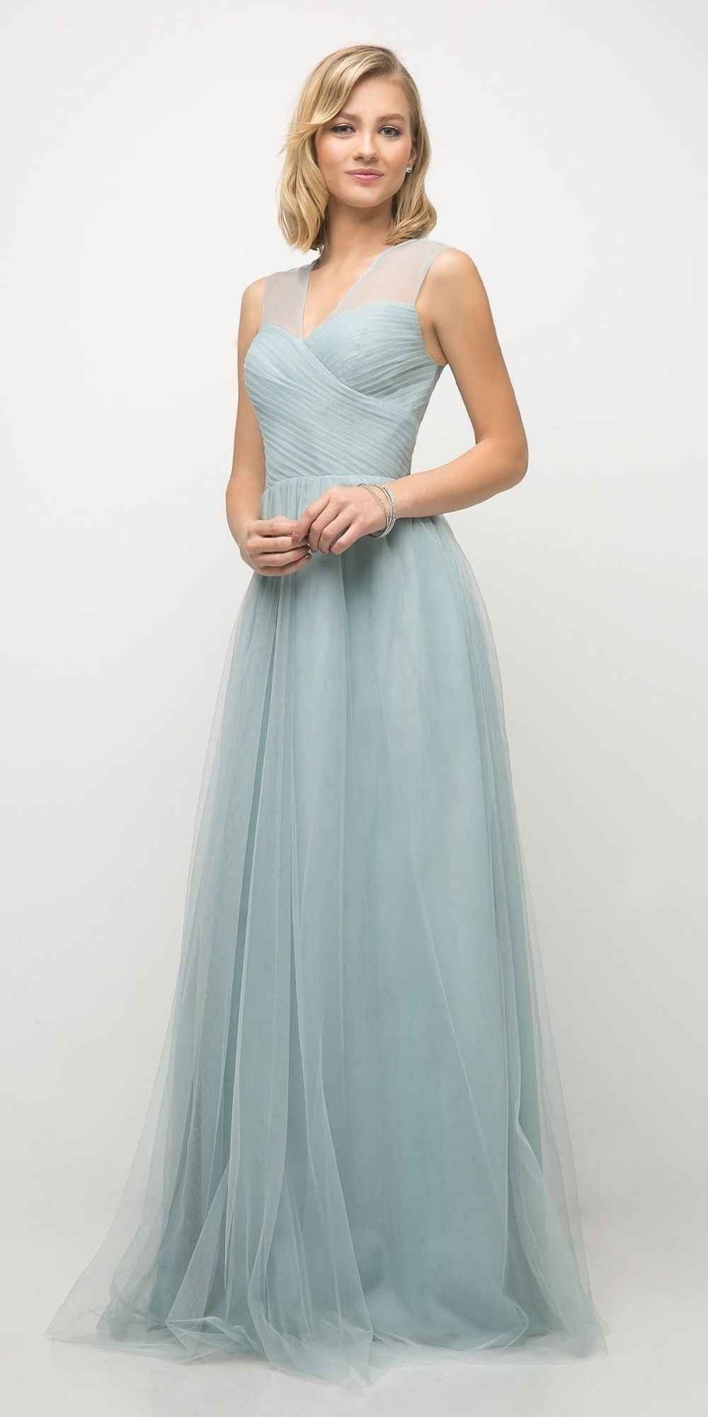 CLEARANCE - Ladivine ET320 Illusion V-Neck and Back Long Dress (Size 14)