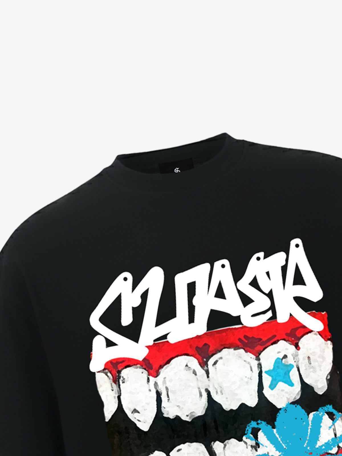 Distressed Graffiti Mouth Graphic T-Shirt