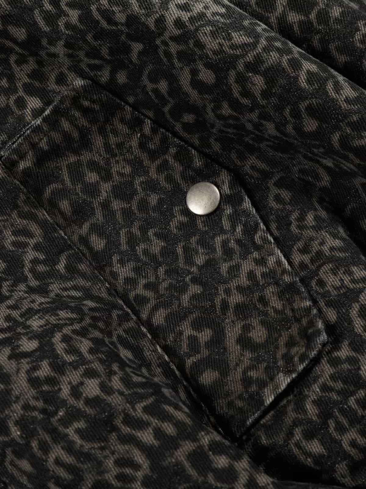 Vintage Leopard Print Fleece Zip Up Vest