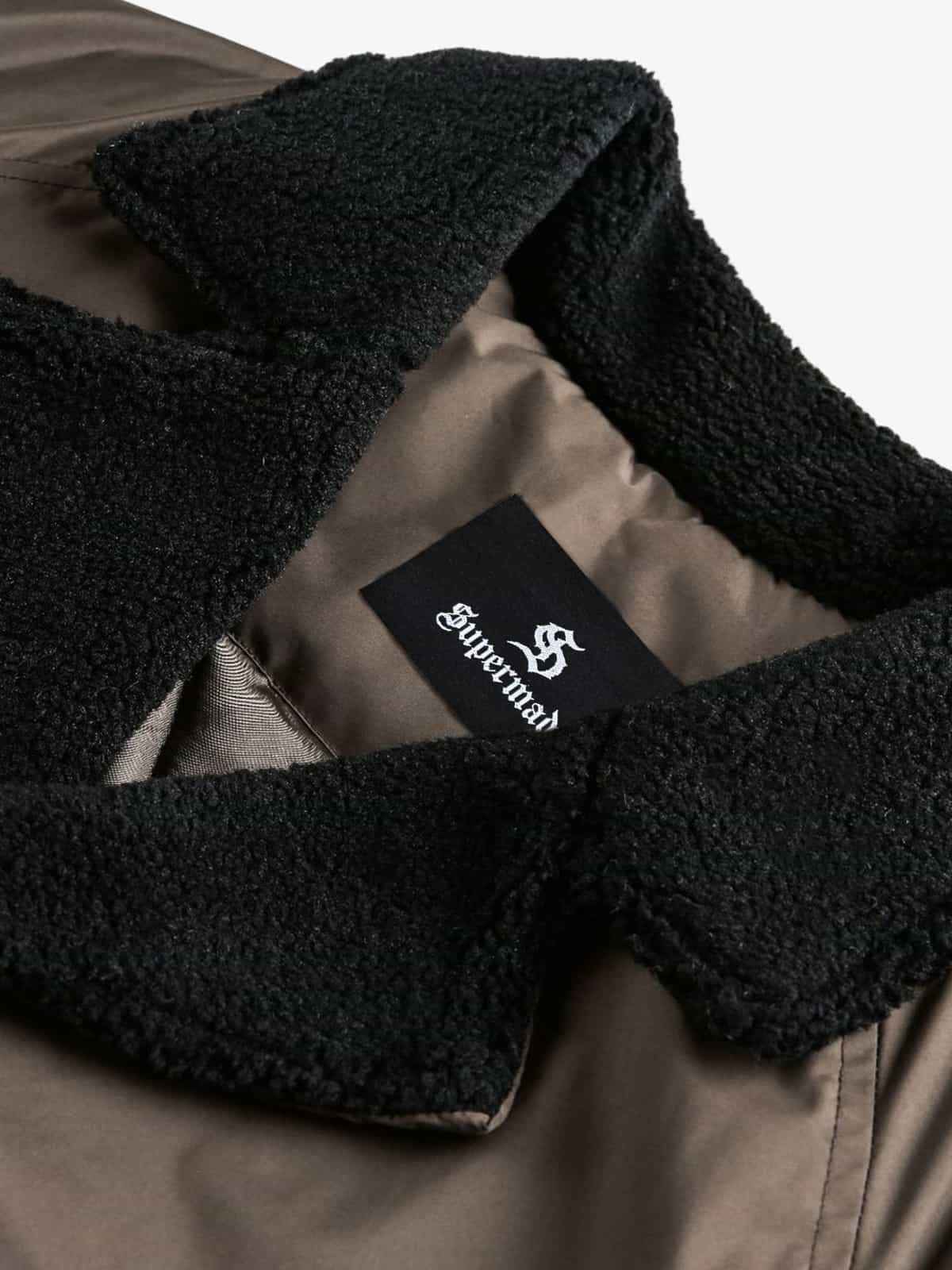Vintage Fleece Collar Ruched Padded Bomber Jacket
