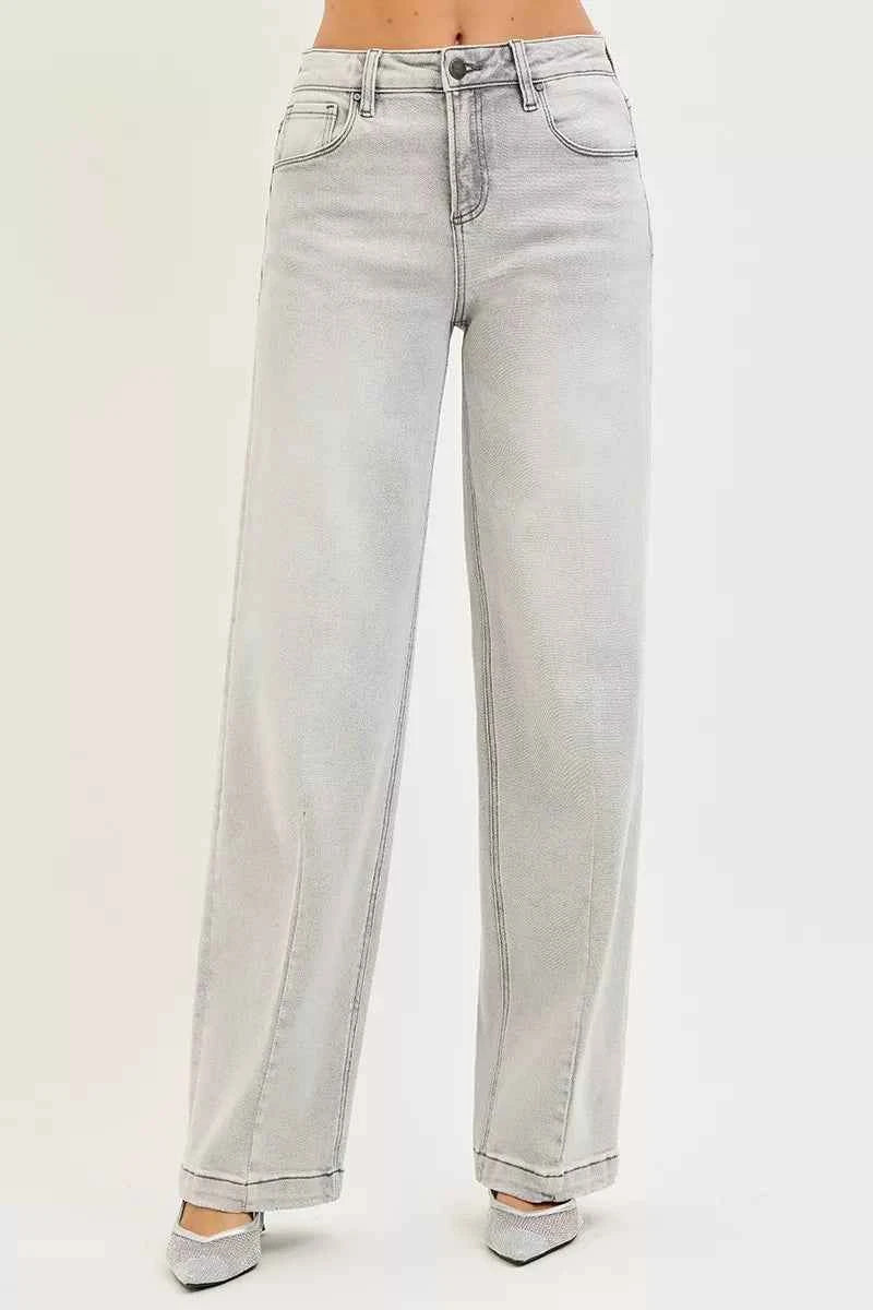 RISEN Slouchy Baggy Jeans with Contrast Stitching