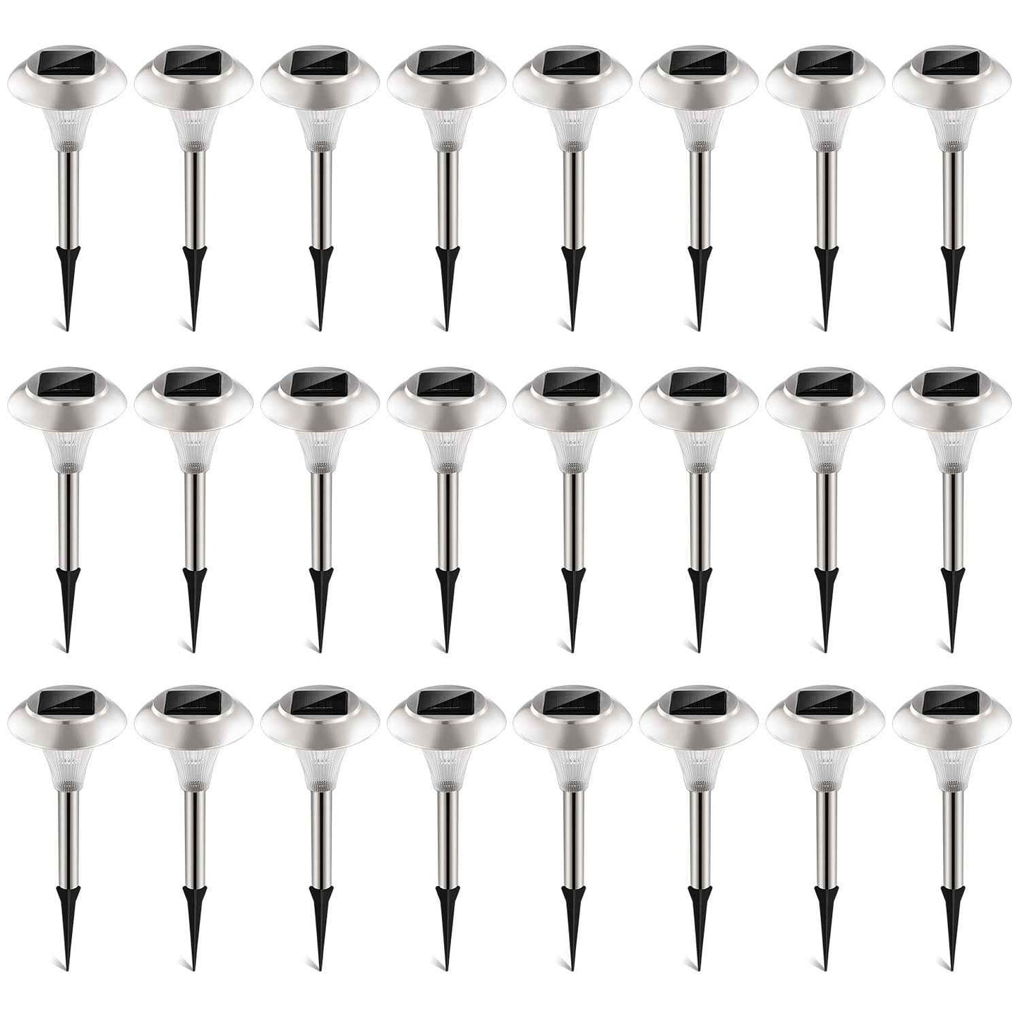 24Packs Solar Garden Lights Outdoor IP44 Waterproof Solar Pathway Lights Color Changing Landscape Lamps 10Hrs Lawn Lighting for Yard Driveway Walkway
