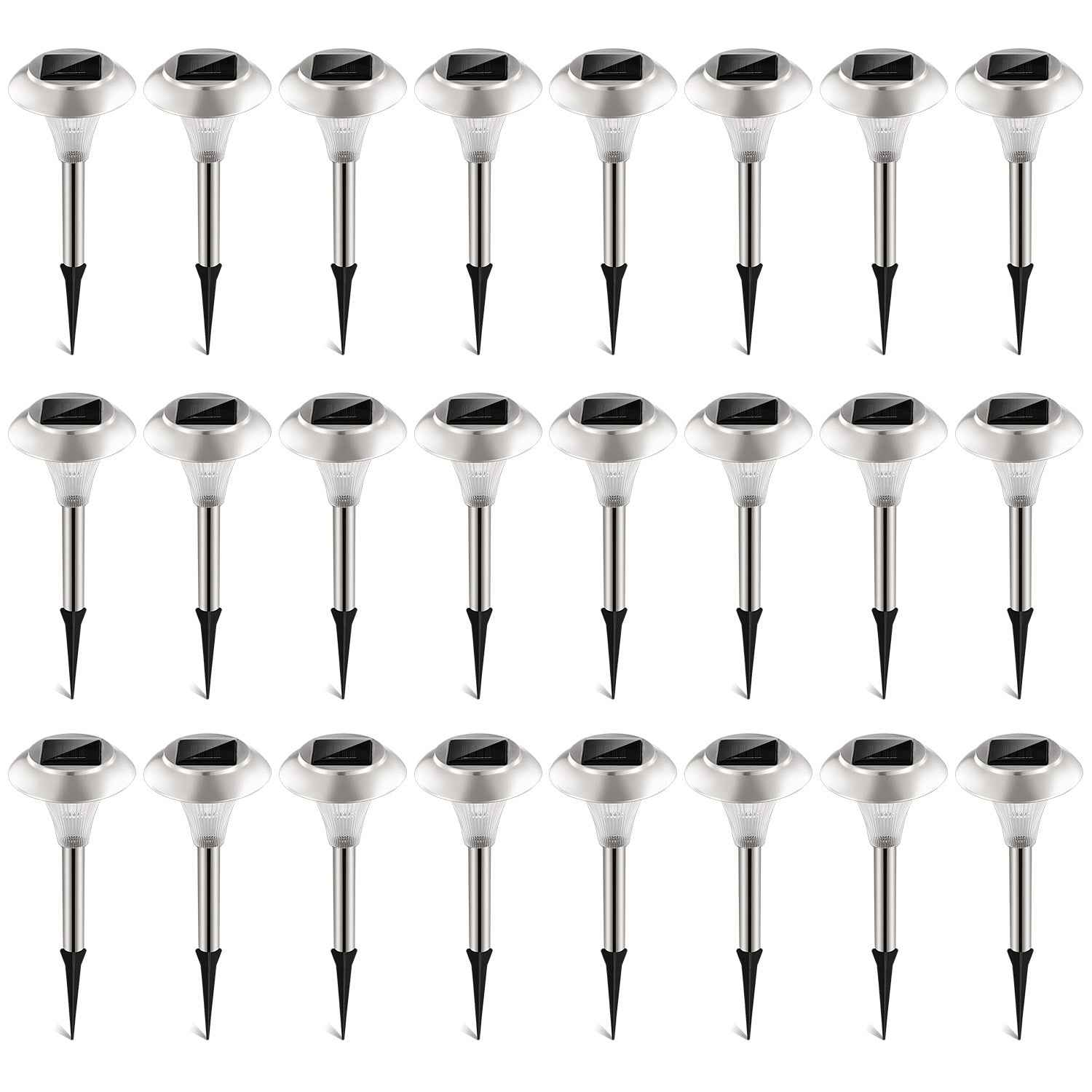 24Packs Solar Garden Lights Outdoor IP44 Waterproof Solar Pathway Lights Color Changing Landscape Lamps 10Hrs Lawn Lighting for Yard Driveway Walkway