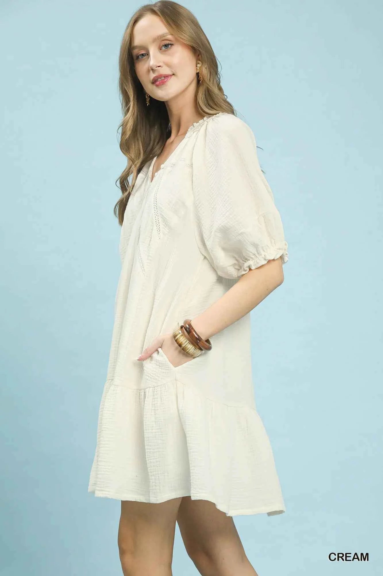 Umgee Cotton Gauze Mini Dress