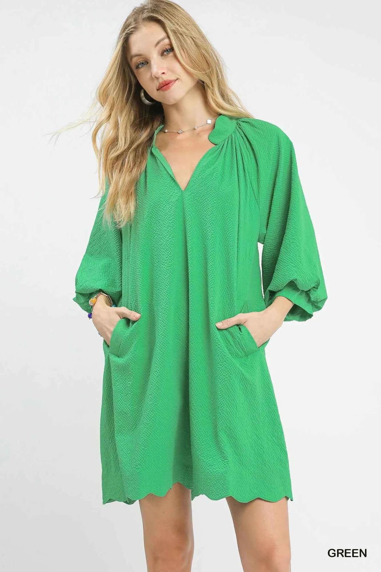 Umgee Textured Pocket Mini Dress