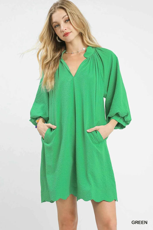 Umgee Textured Pocket Mini Dress