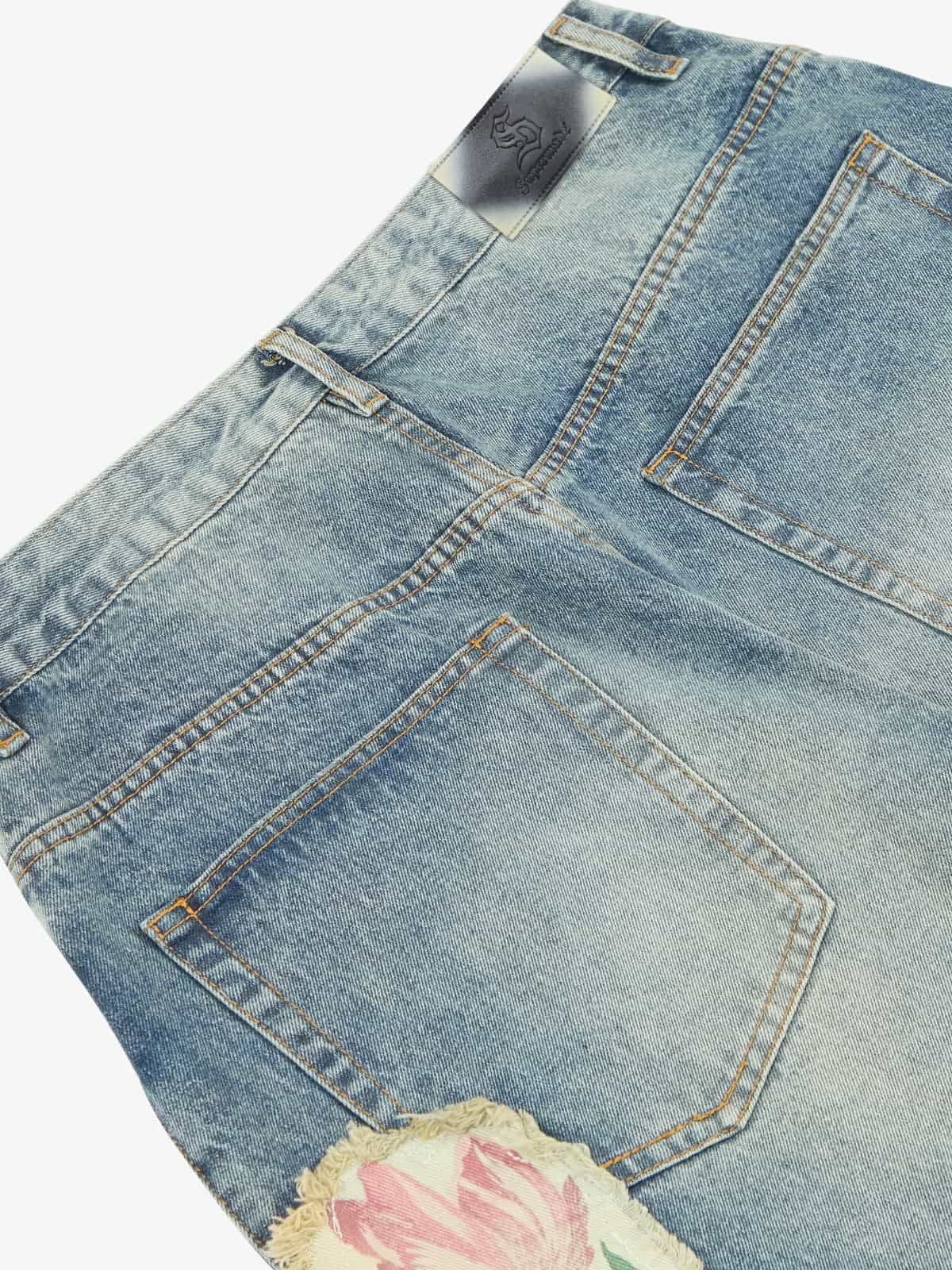 Vintage Floral Patchwork Baggy Jeans - Luxuryurbanwear