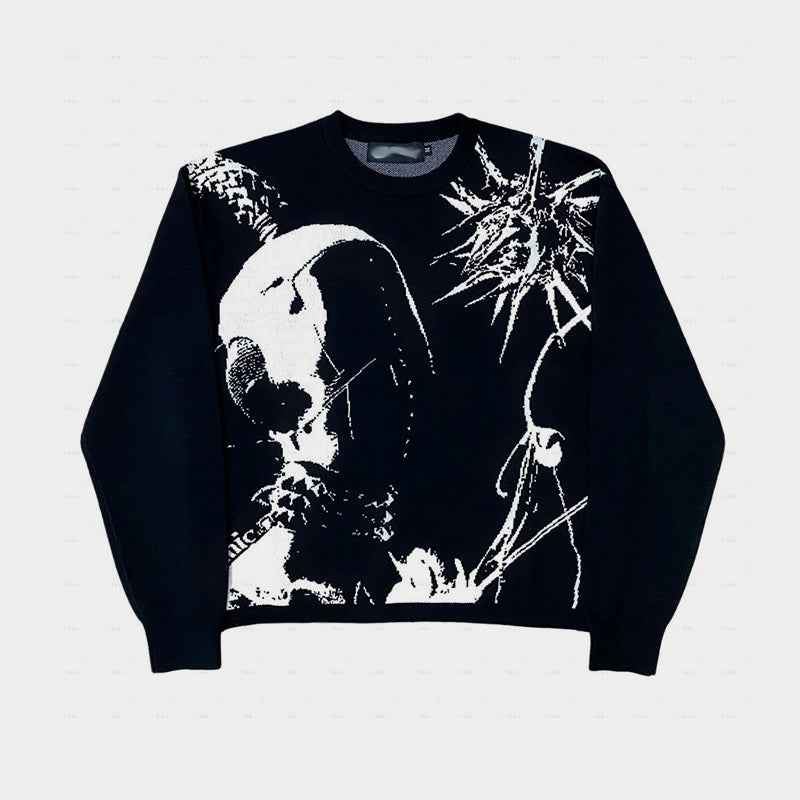 Spiked Vision | Abstract Graphic Knit Sweater