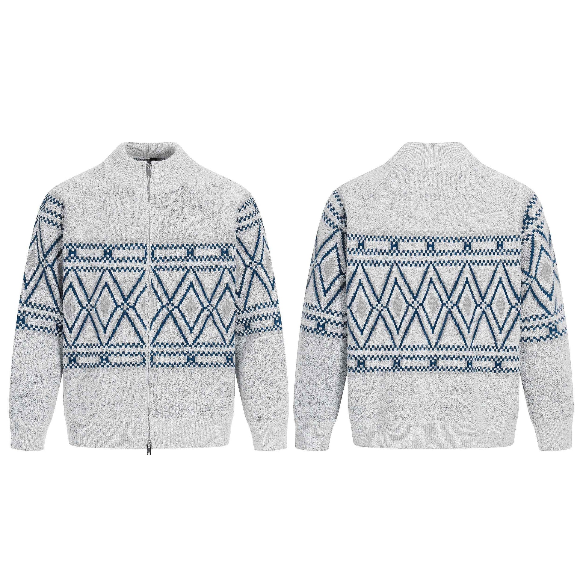 Geometric Textured | Knit Zip Jacket