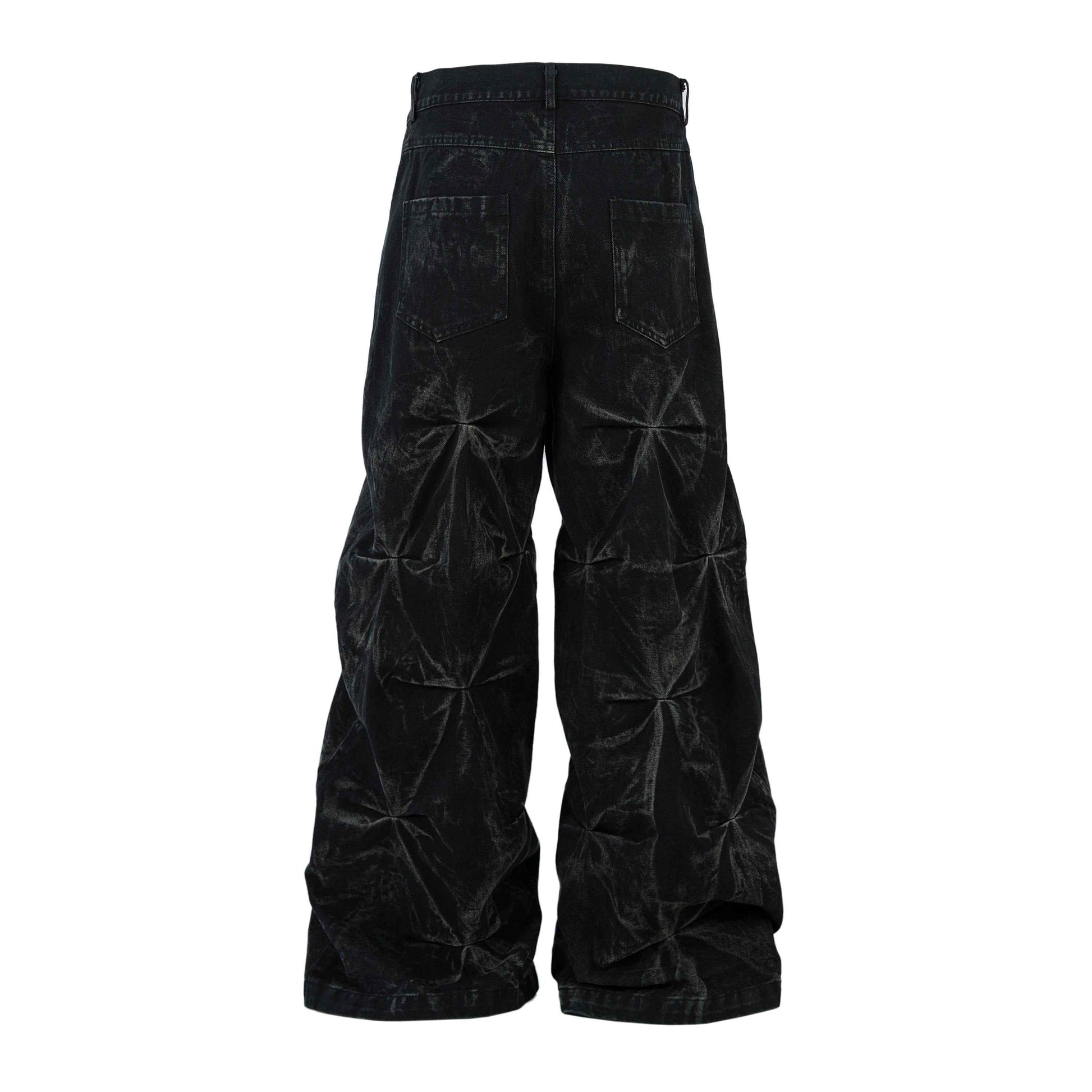 Washed Distressed Pleated | Baggy Jeans