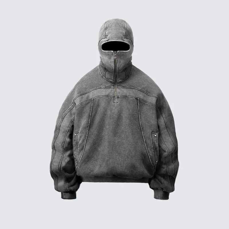 Vintage Washed Pullover | Spliced Streetwear Essential Hoodie