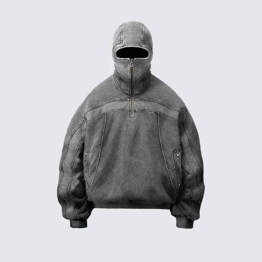 Vintage Washed Pullover | Spliced Streetwear Essential Hoodie