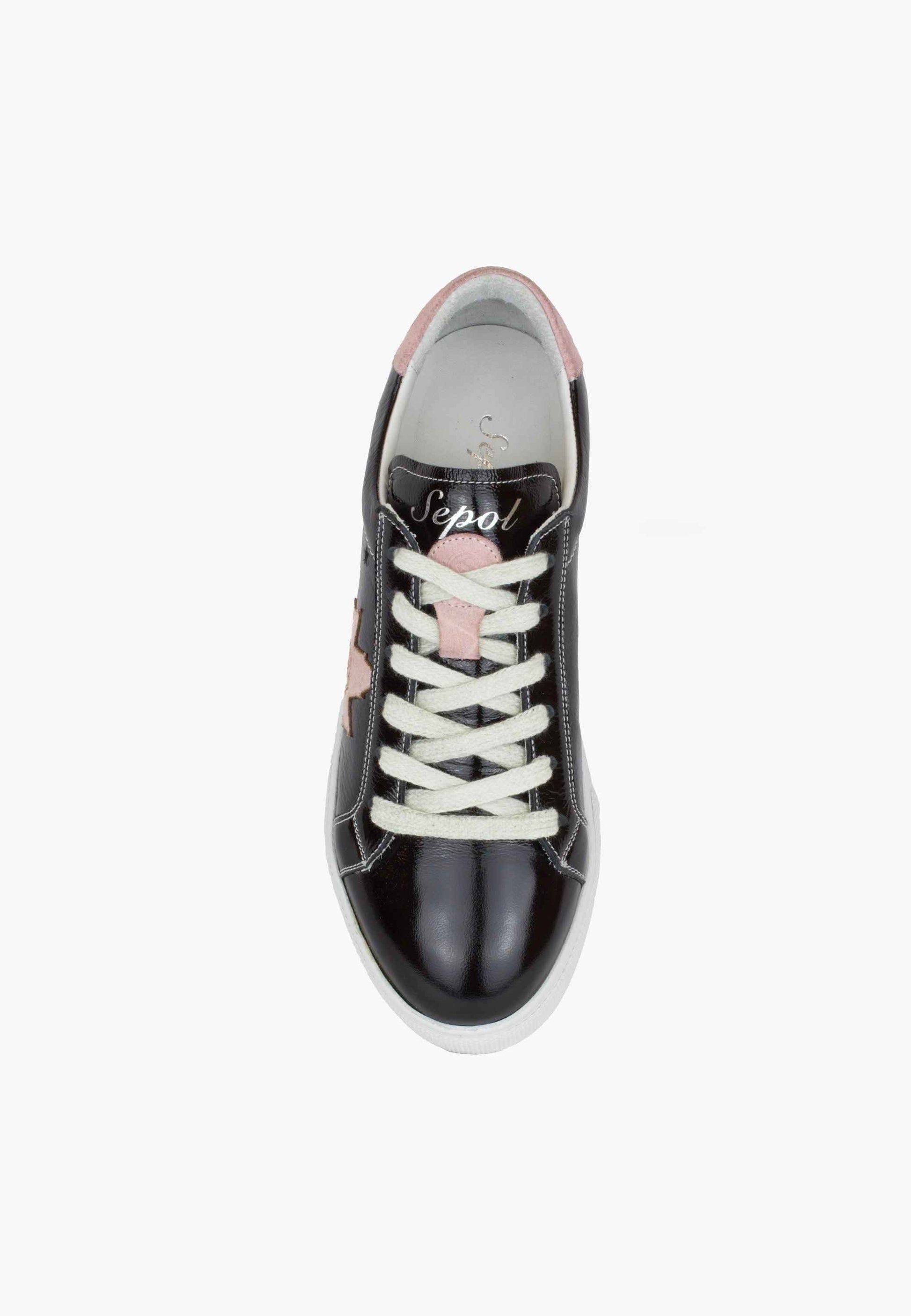 Sepol Women's Fresh Leather Sneaker Black