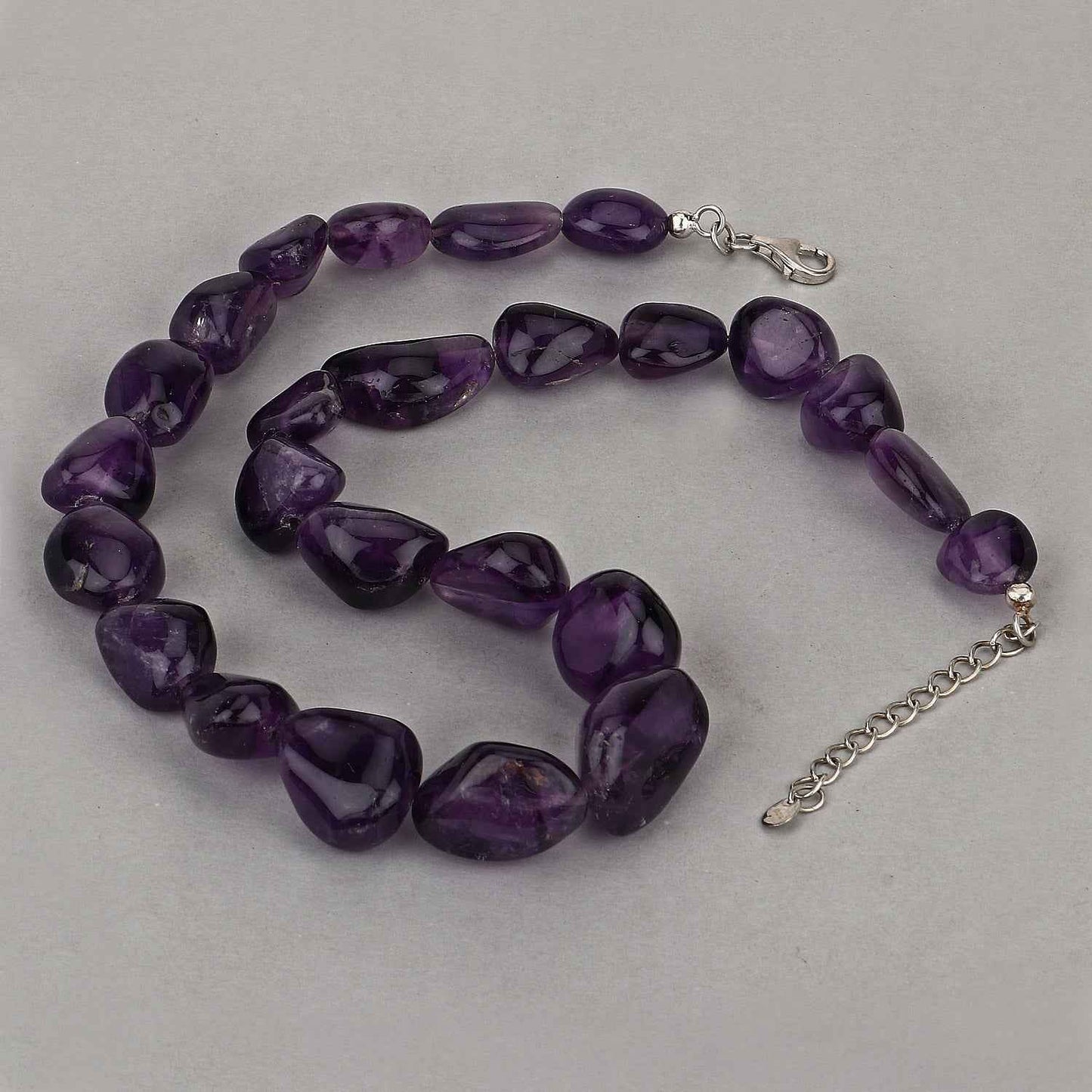 Raw Amethyst Beads Necklace for Women in Silver February Birthstone Necklace Gift for Mom