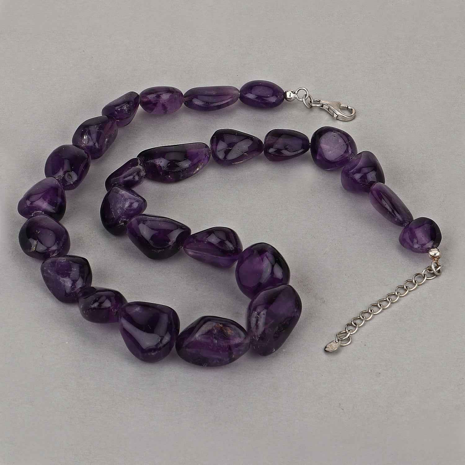 Raw Amethyst Beads Necklace for Women in Silver February Birthstone Necklace Gift for Mom