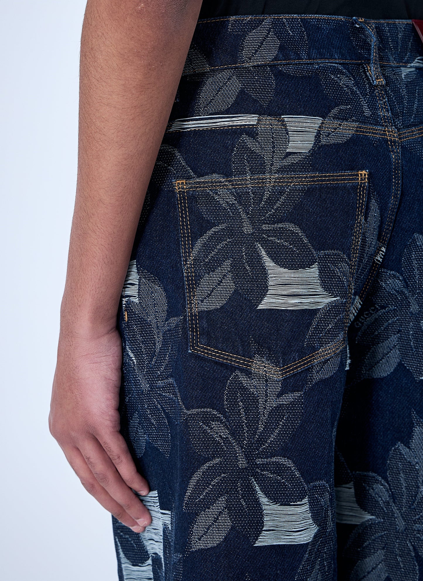 Gucci Men Denim Jacquard Shorts