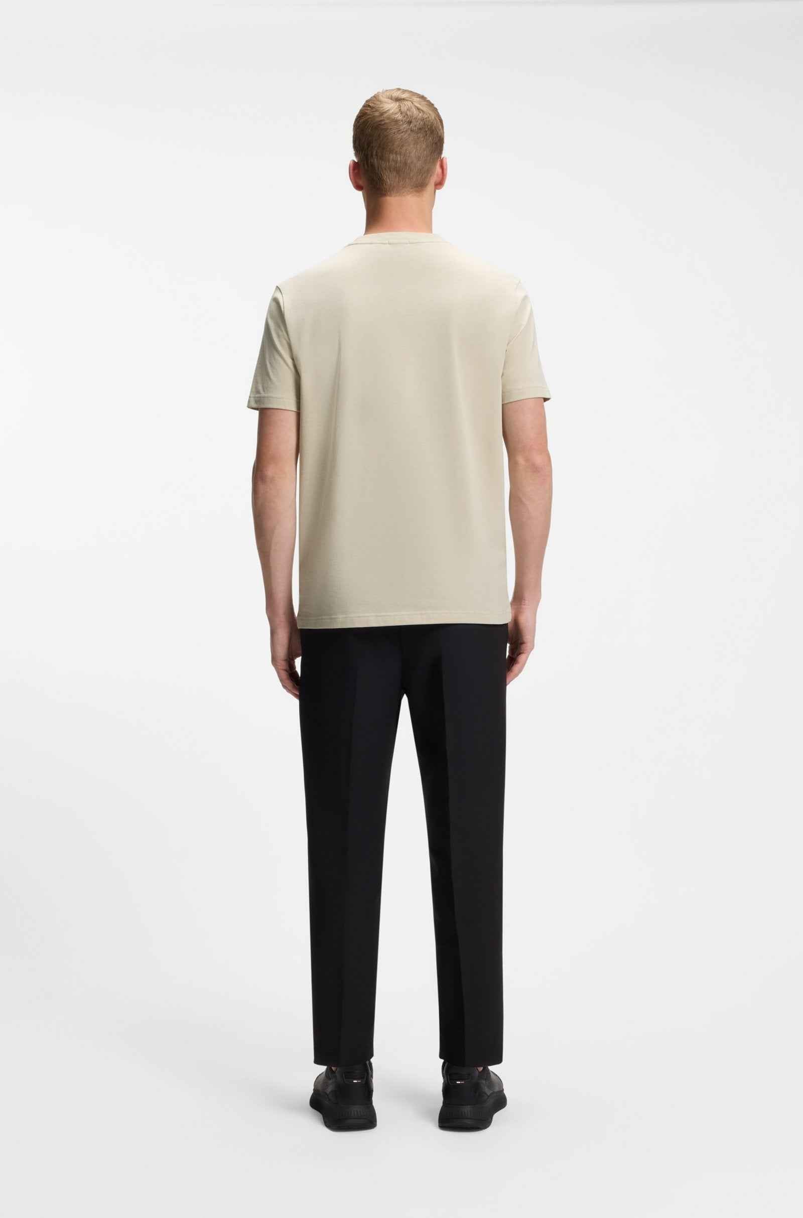 Boss Green Contrast Logo Tee - Beige