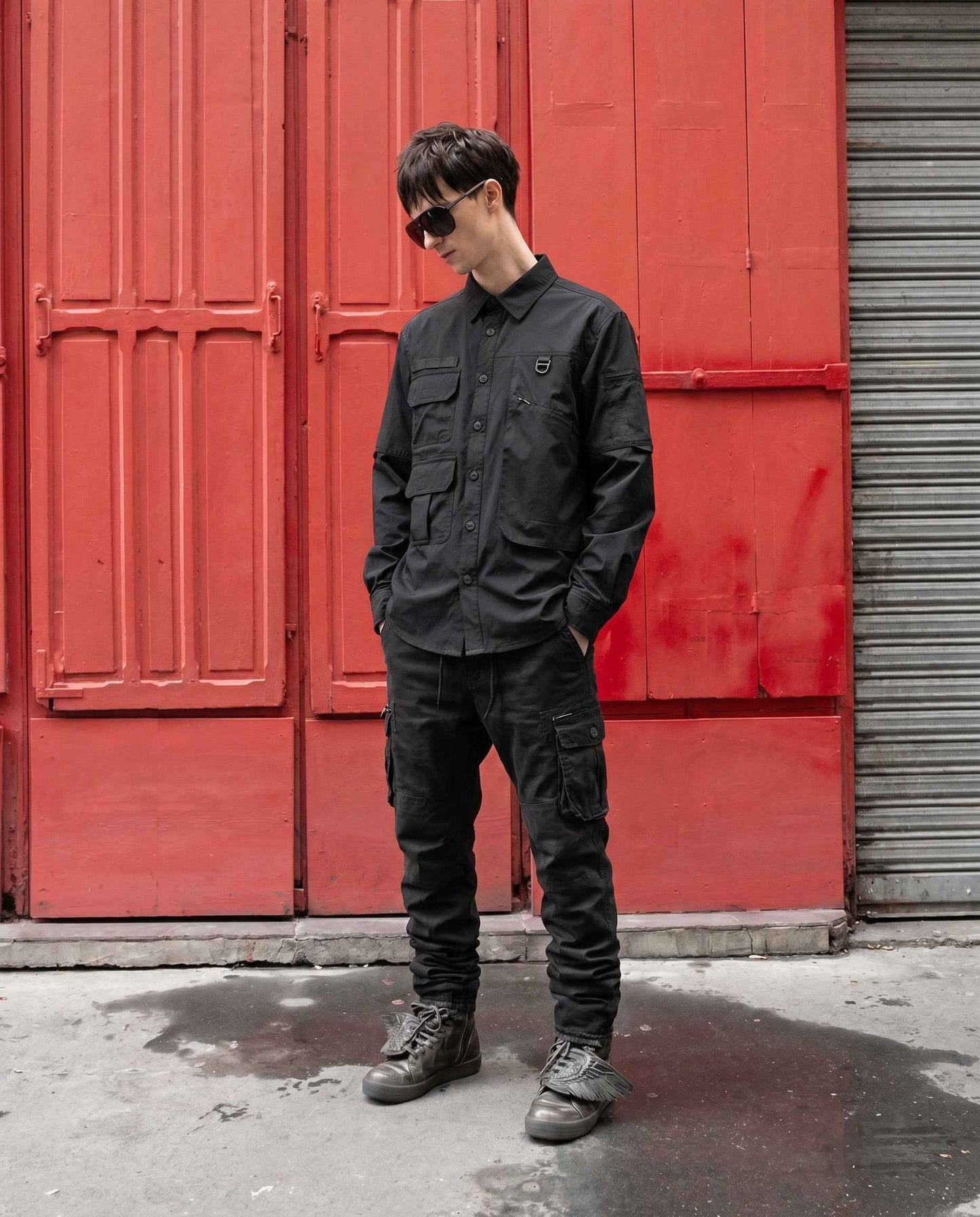 Rib Style Side Pockets Cargo Pants