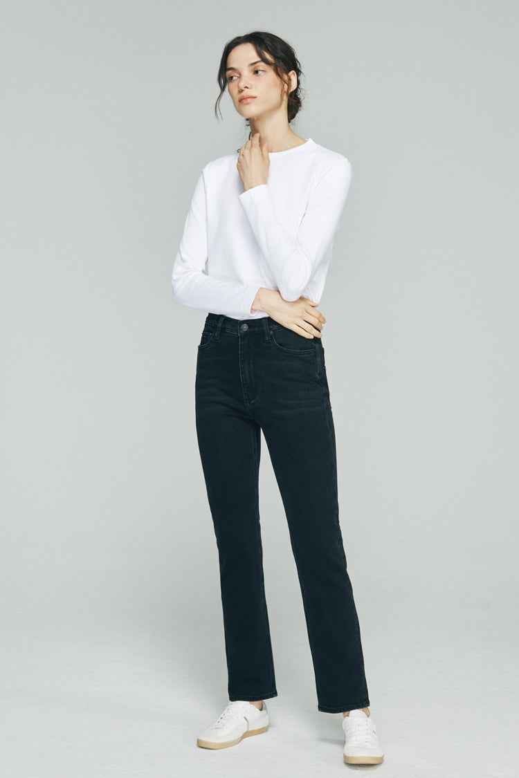 Two Shots High Rise Straight Crop Jeans HJ013