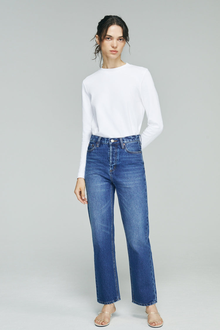 Manhattan High Rise Straight Ankle Jeans HJ160 - JUSTLUXURY