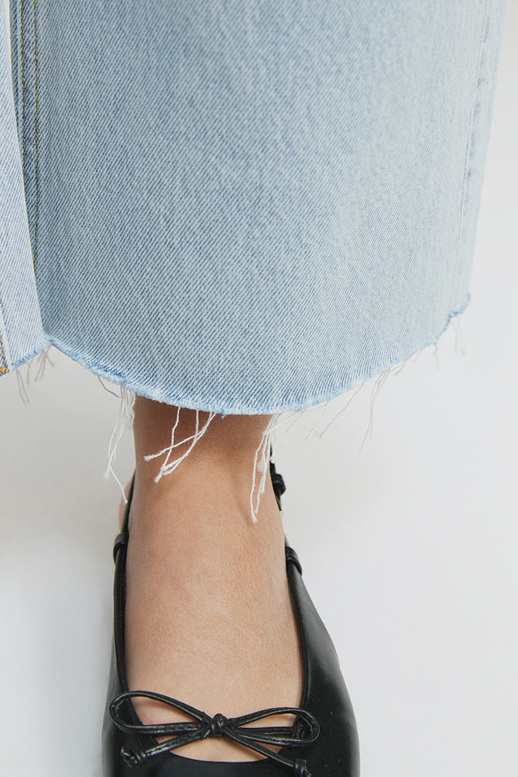 Moon Curve Raw Hem Crop Jeans HJ129 - JUSTLUXURY