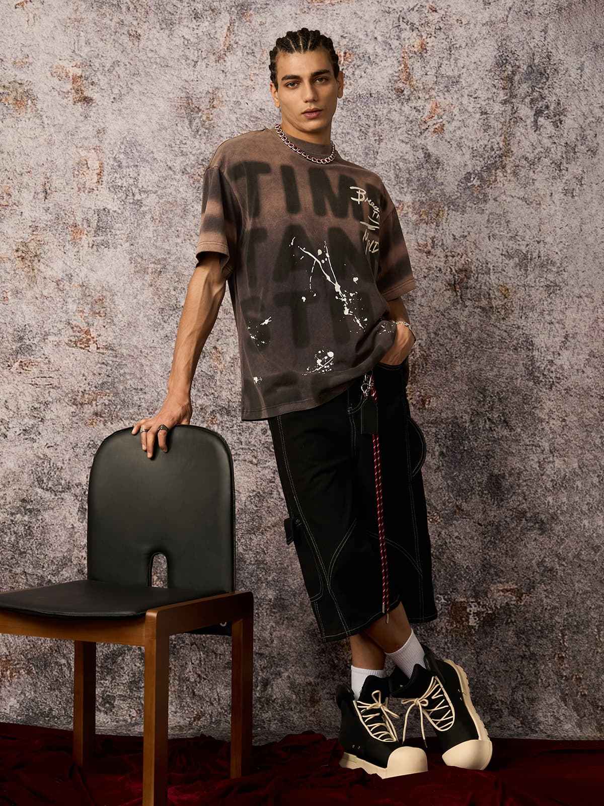Ink Splash Letter Print T-Shirt - Unisex Oversized Graphic Streetwear Tee