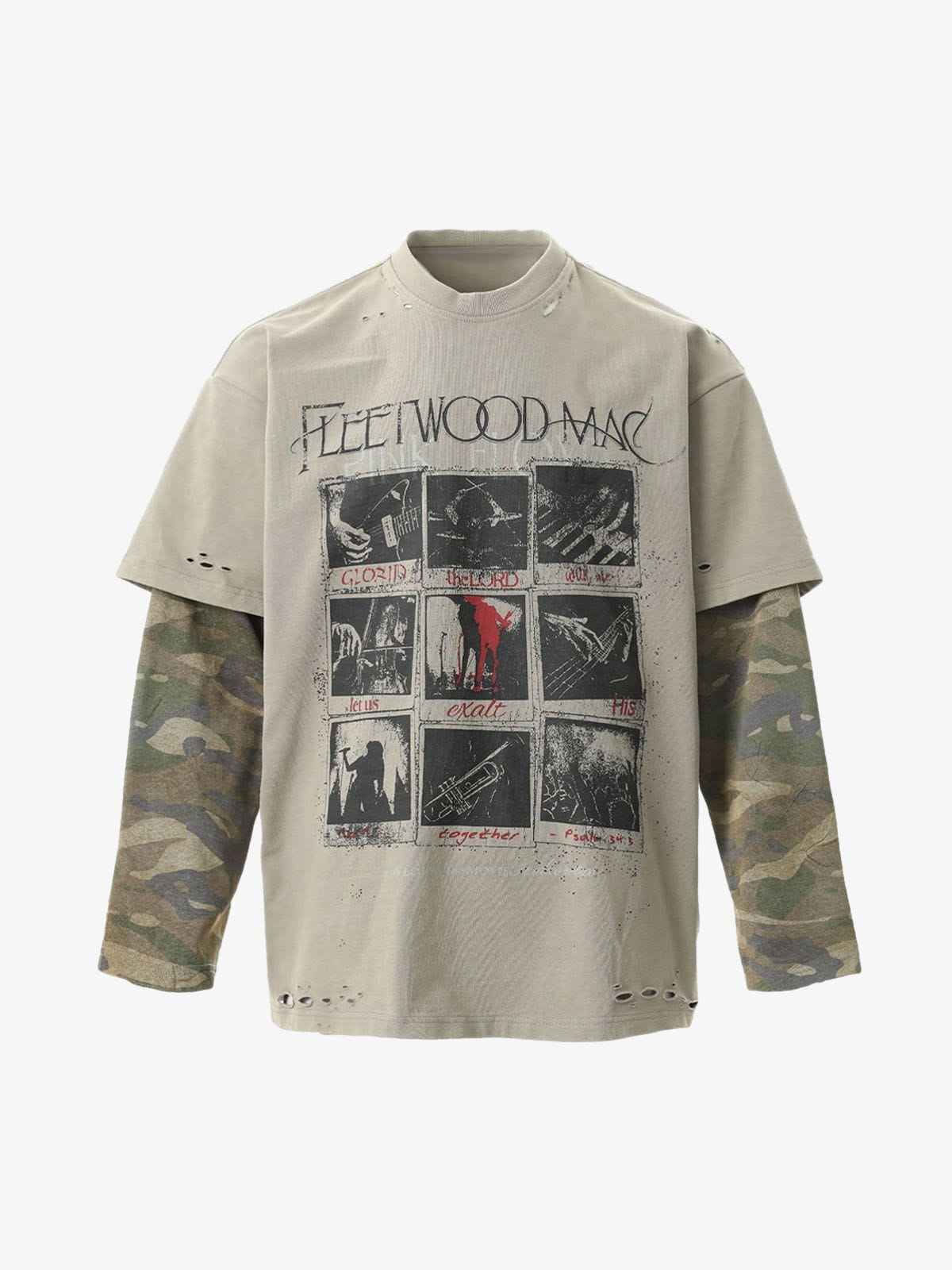 Long Sleeve Distressed Camo
