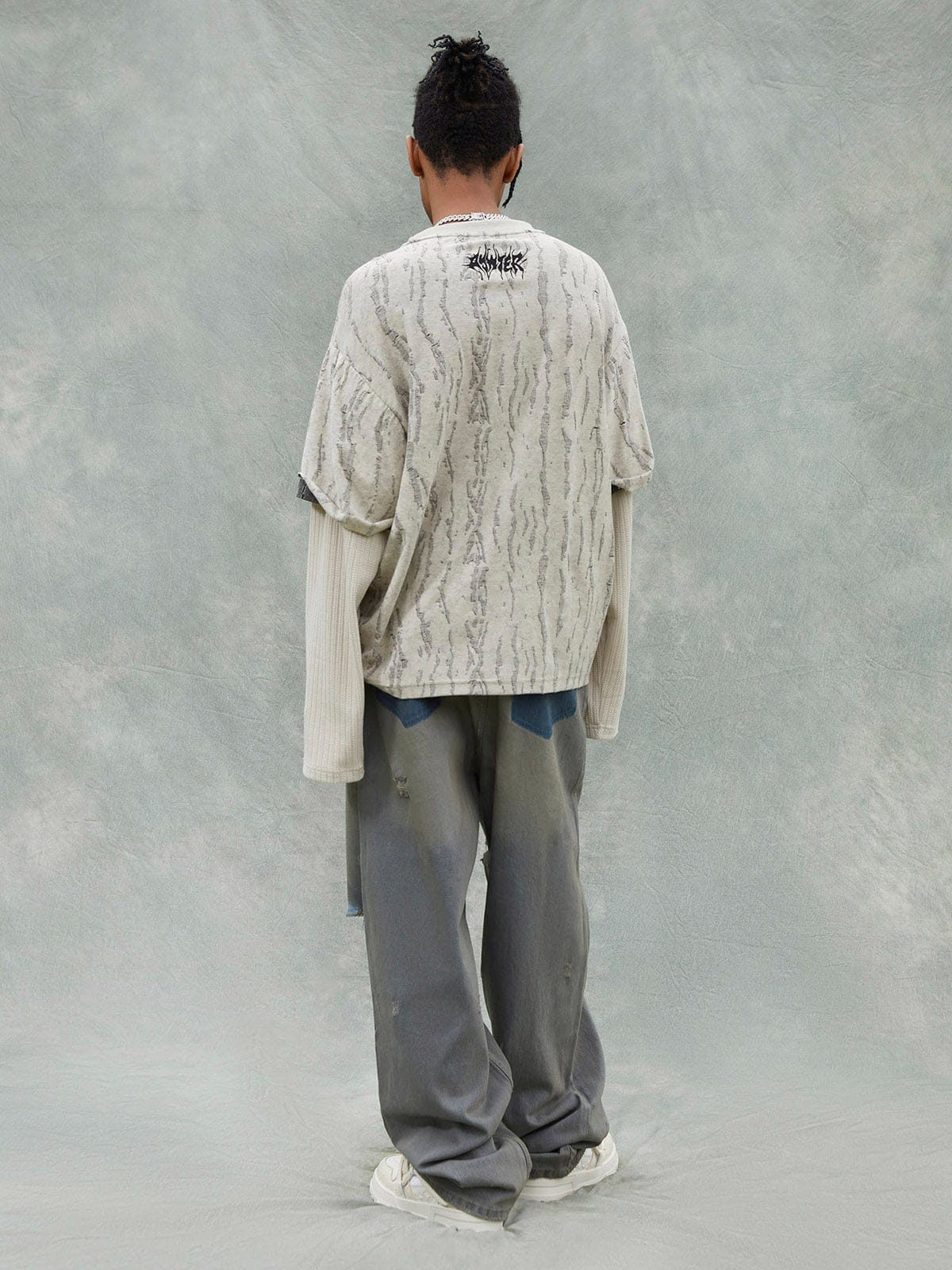 Long Sleeve Distressed Wool
