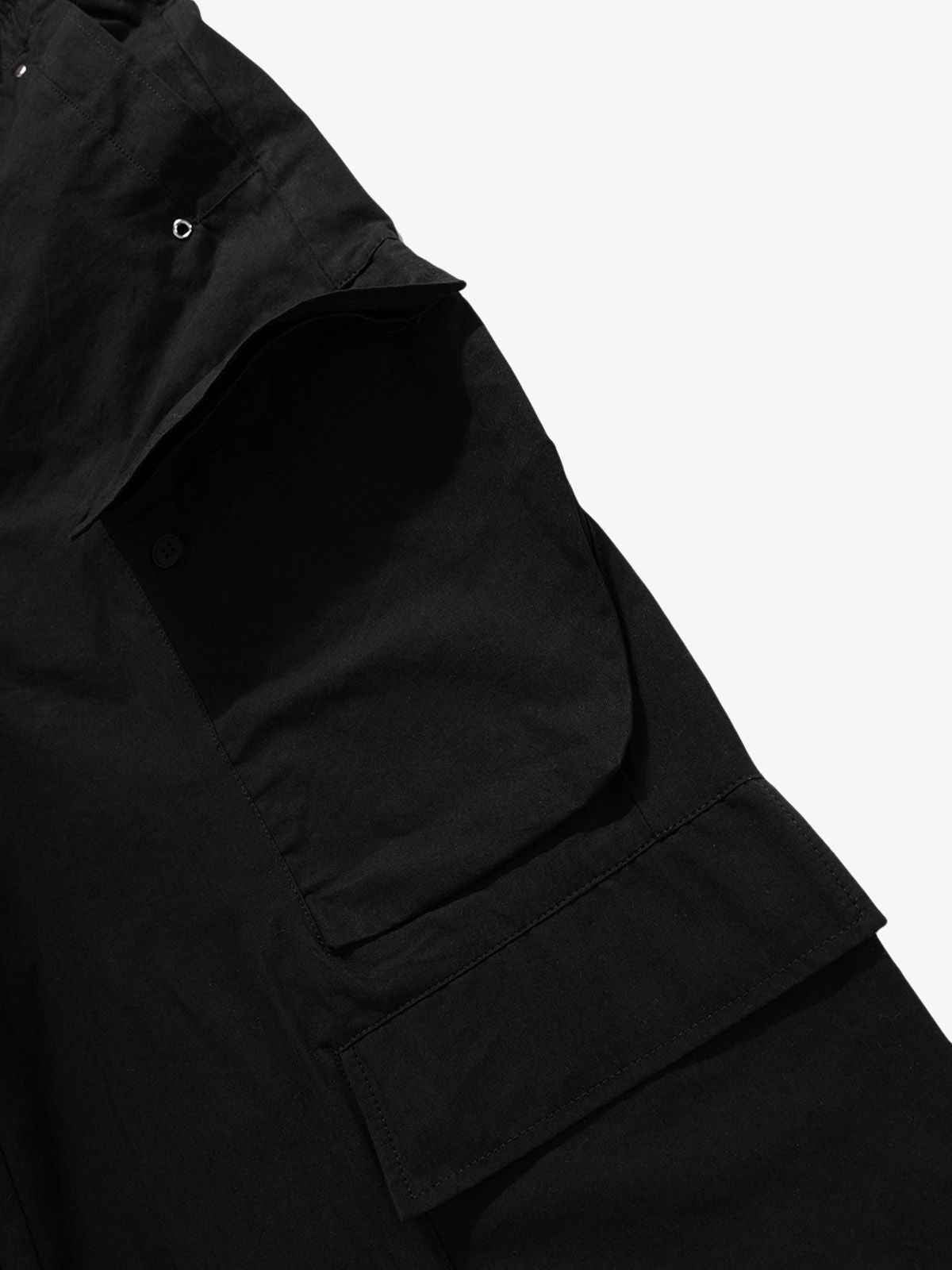 Woven Multi-Pocket Baggy Flared Pants - 2321