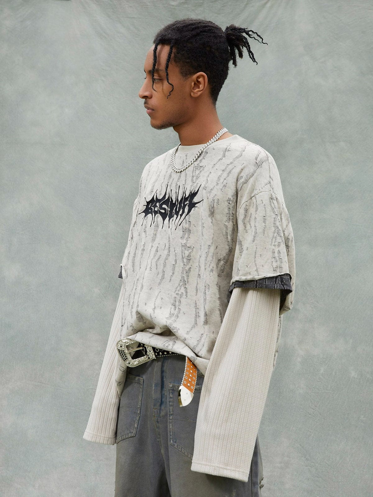 Long Sleeve Distressed Wool