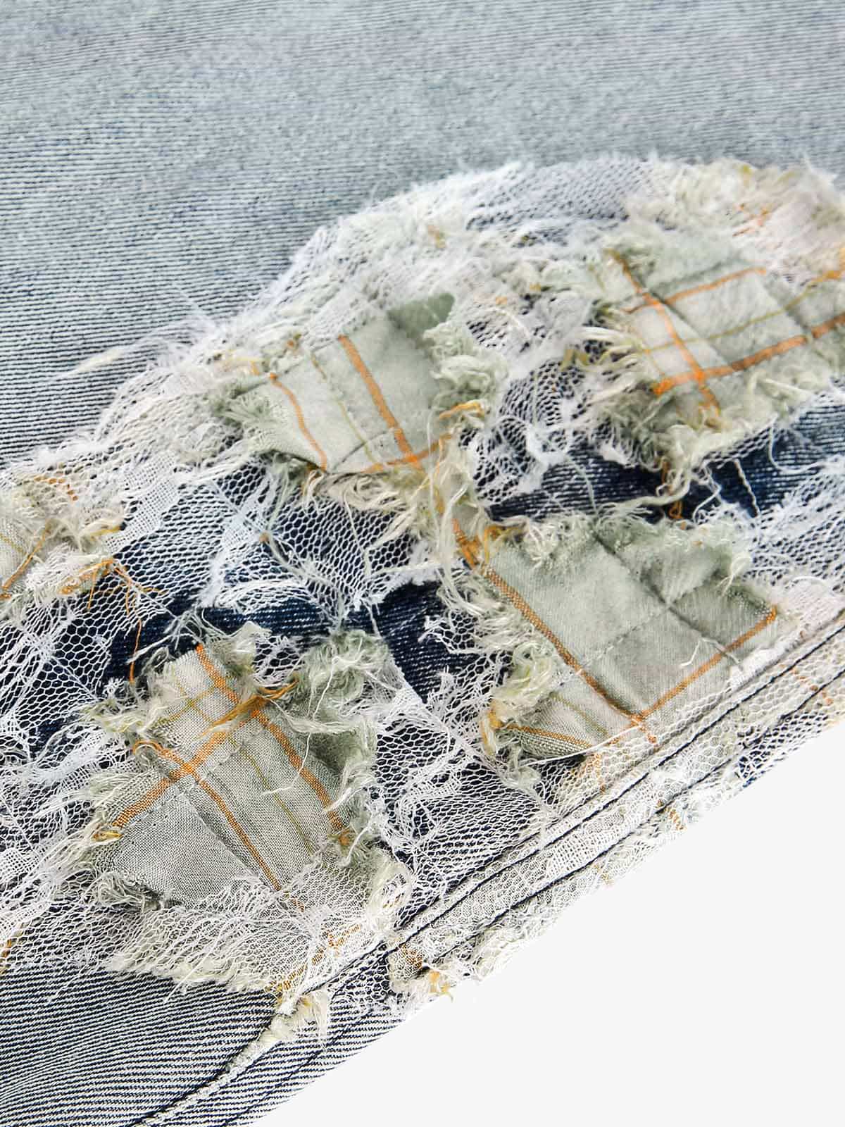 Ripped Lace Patchwork Straight Jeans - Luxuryurbanwear