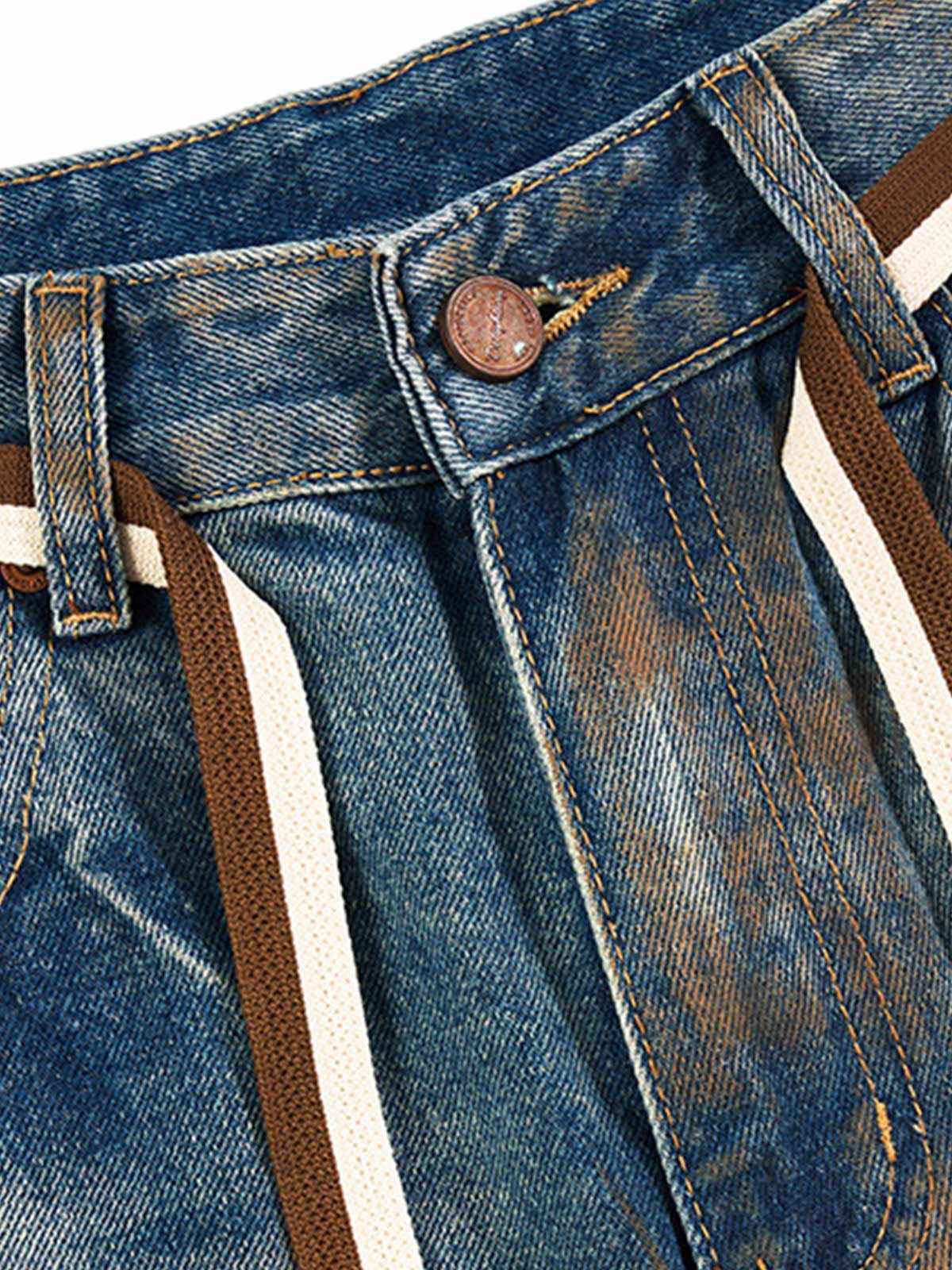 Retro Ink-Splashed Ripped Jeans
