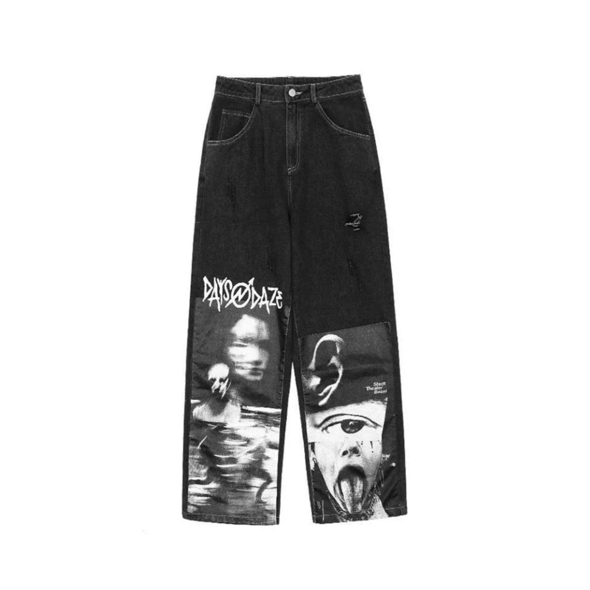 Black Graffiti Wide Leg Pants