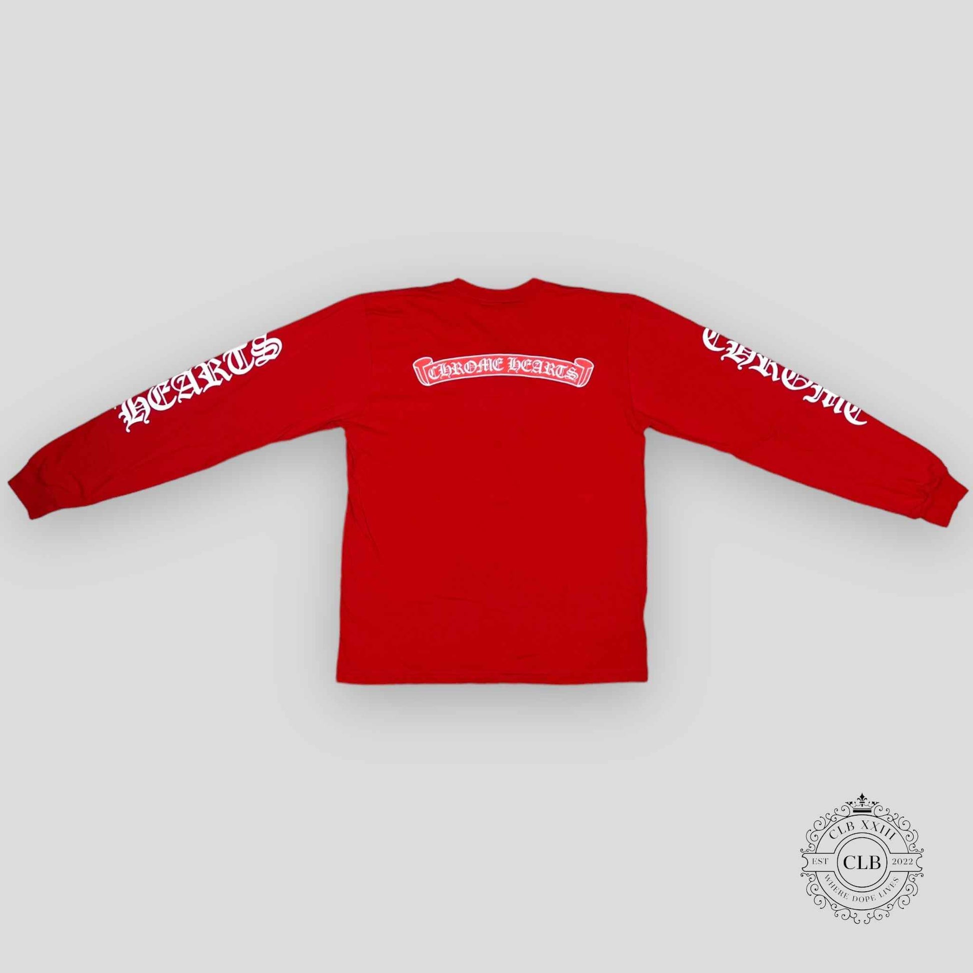 CHROME HEARTS HORSESHOE LOGO LONG SLEEVE TEE - RED