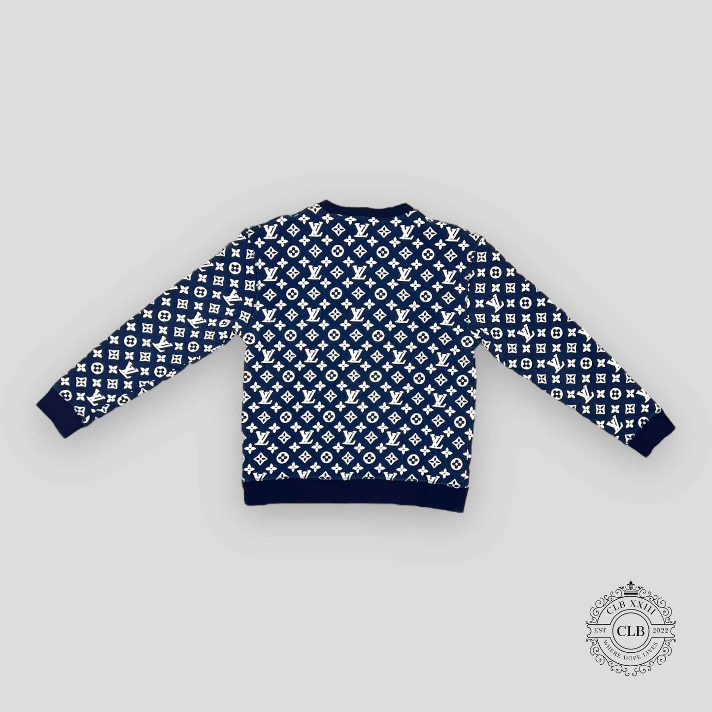 LOUIS VUITTON FULL MONOGRAM JACQUARD CREWNECK - NAVY