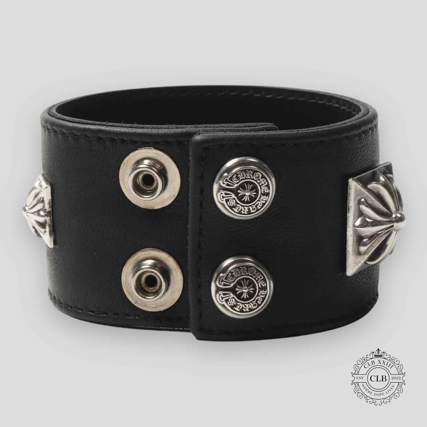 CHROME HEARTS WIDE LEATHER BRACELET - BLACK