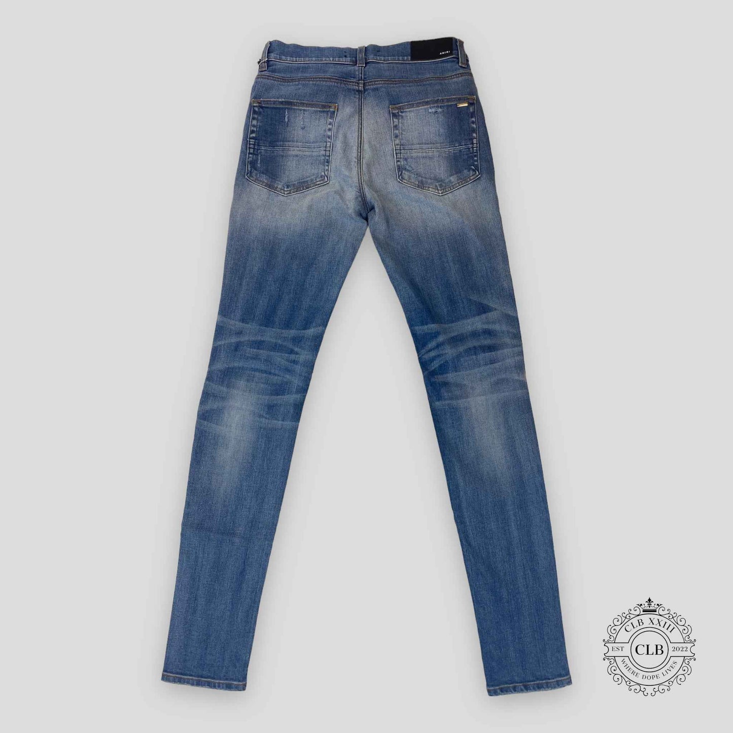 Amiri MX1 Black Bandana Patch Jeans in Indigo