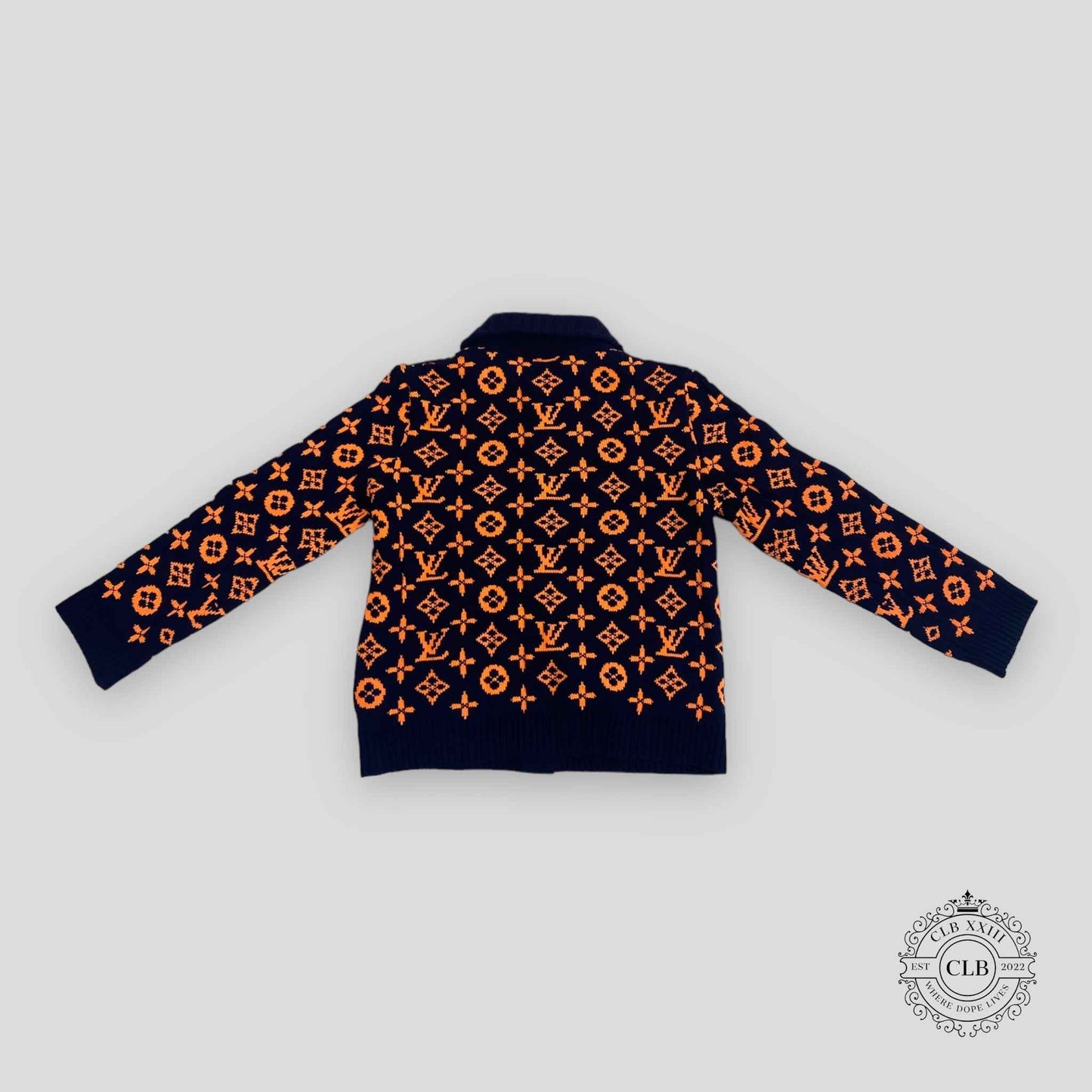 LOUIS VUITTON SIGNATURE CARDIGAN - NAVY/ORANGE