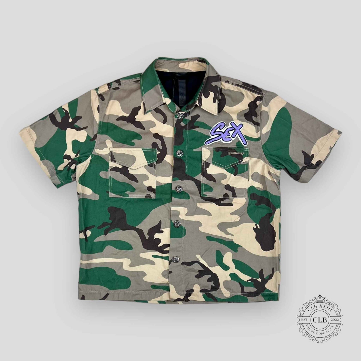 Chrome Hearts Matty Boy Sex Records Camouflage Shirt in Green