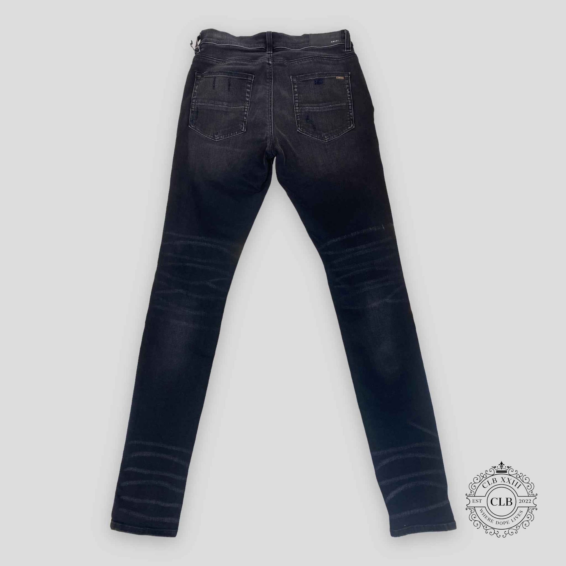 Amiri MX1 Black Bandana Patch Jeans in Aged Black