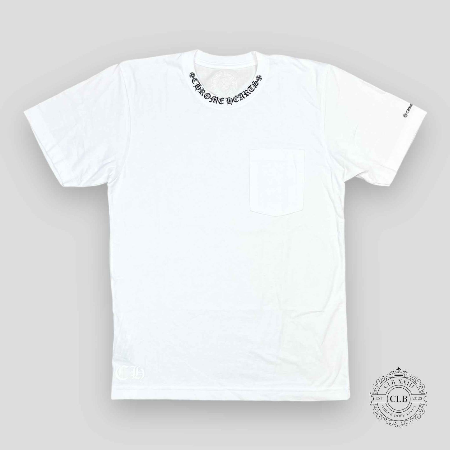 CHROME HEARTS NECK LOGO POCKET T-SHIRT - WHITE
