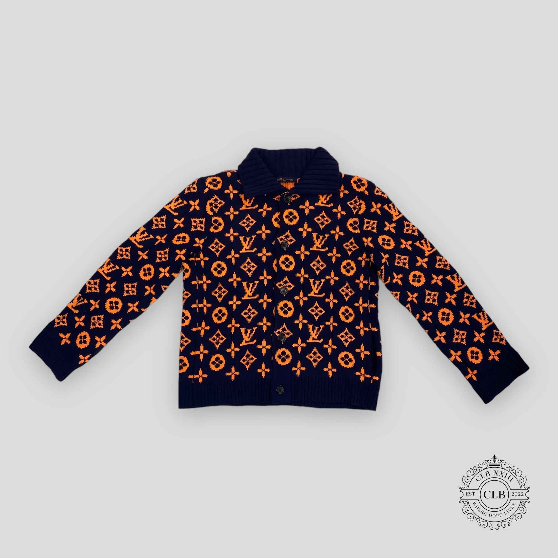 LOUIS VUITTON SIGNATURE CARDIGAN - NAVY/ORANGE