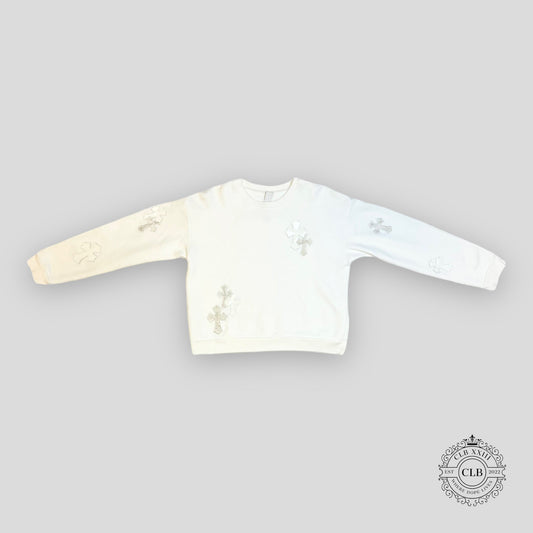 Chrome Hearts Cemetery Cross Patch Crewneck in White