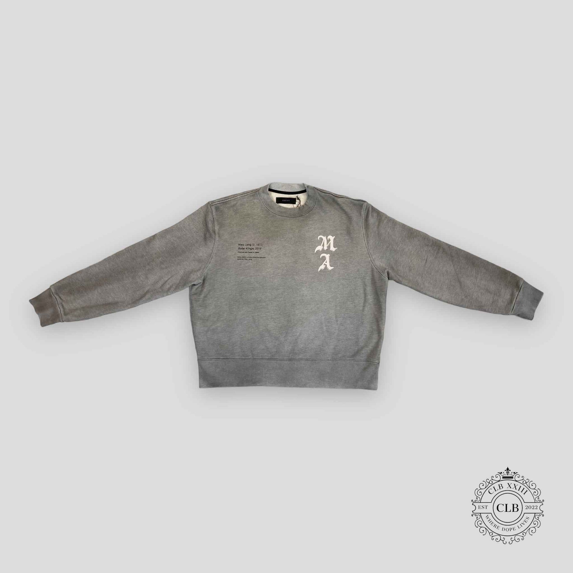 AMIRI WES LANG SOLAR KINGS CREWNECK - HEATHER GREY