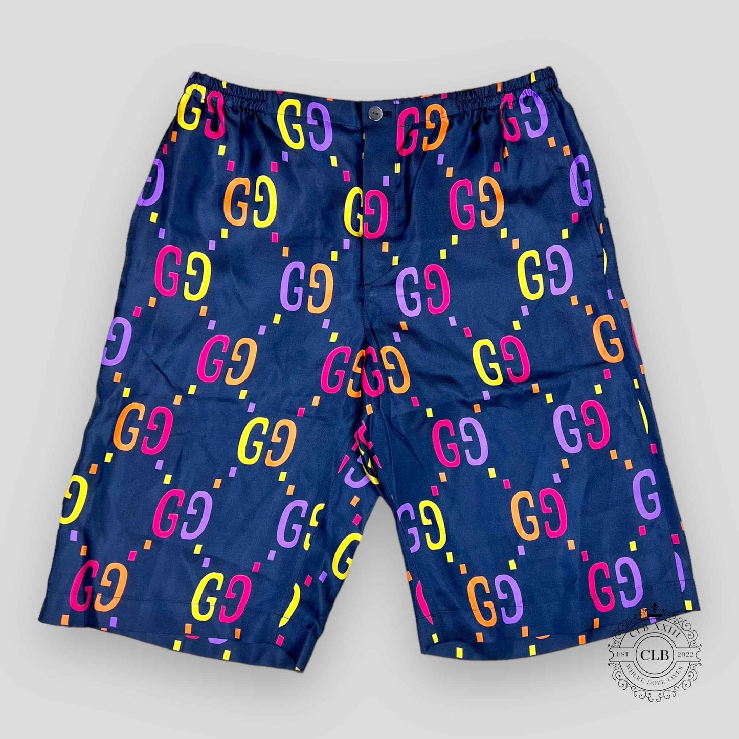 GUCCI GG JACQUARD SHORTS- BLUE