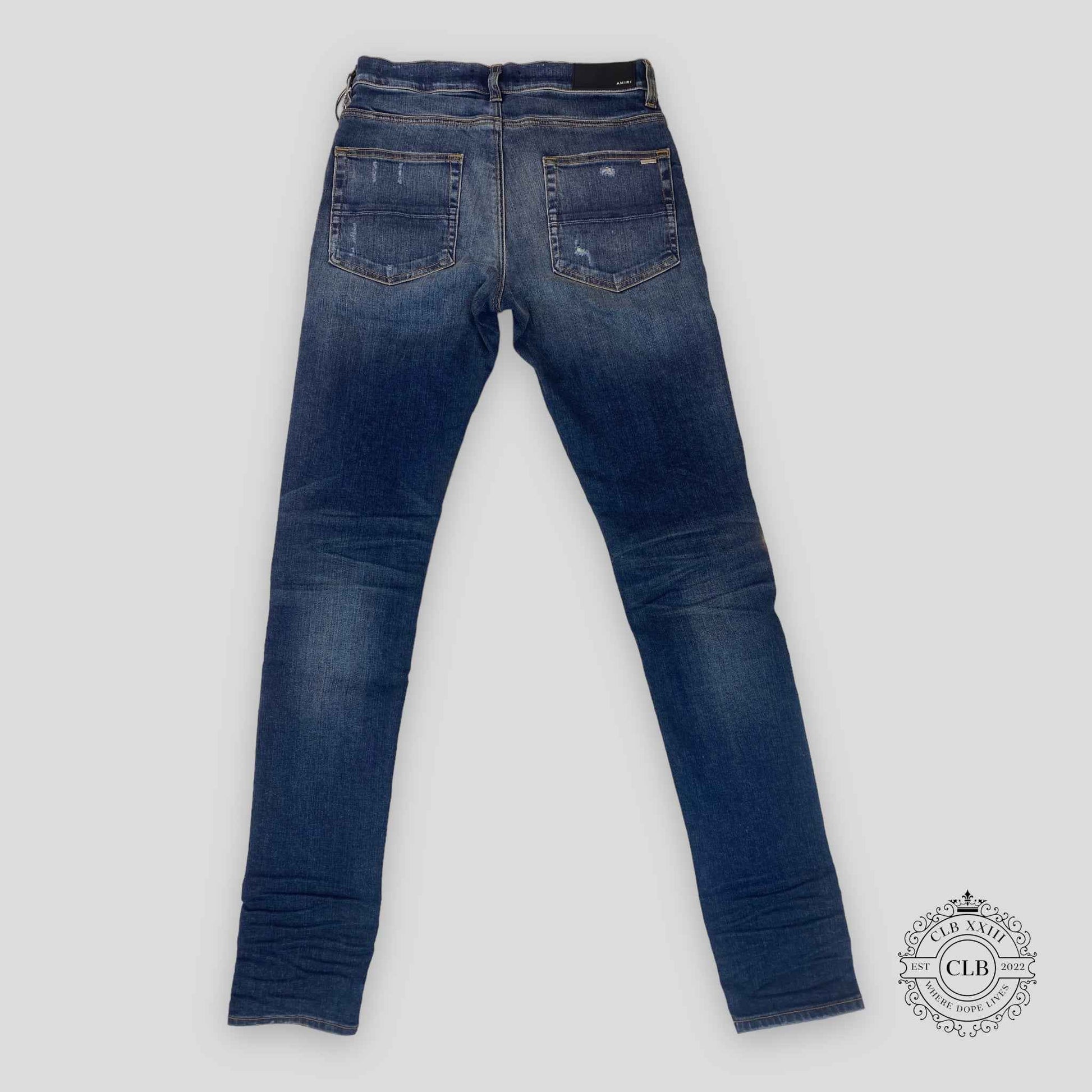 AMIRI MX1 RED BANDANA PATCH JEANS - DEEP CLASSIC INDIGO