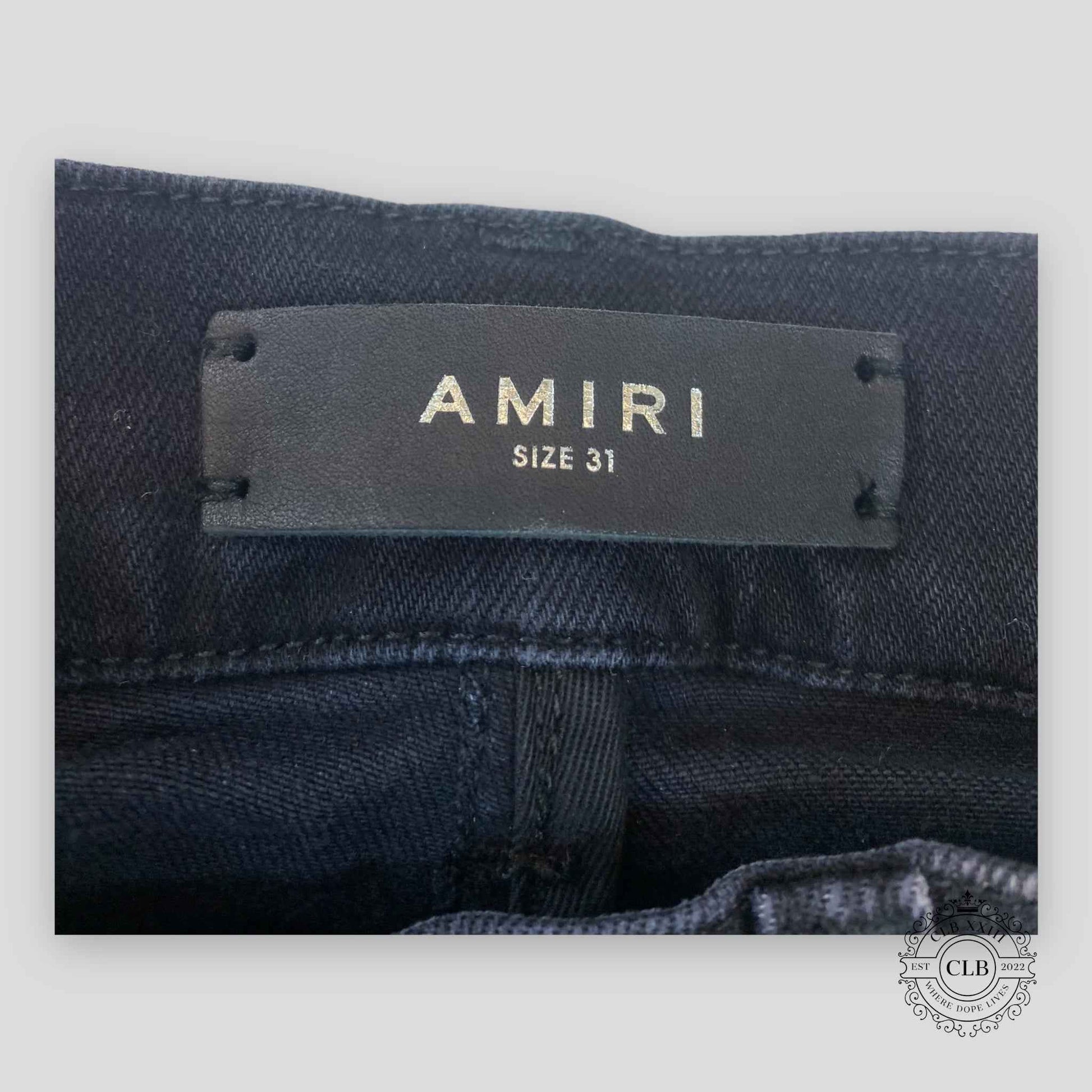 Amiri MX1 Black Bandana Patch Jeans in Aged Black