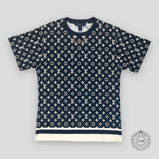 LOUIS VUITTON STRIPE ACCENT MONOGRAM T-SHIRT - DARK NAVY