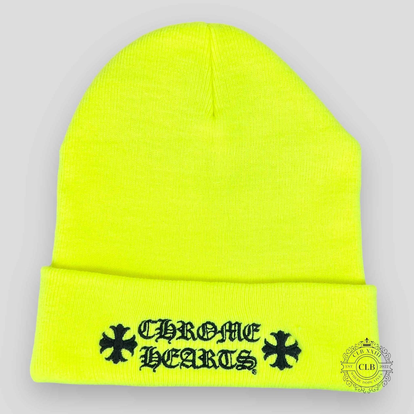 CHROME HEARTS LOGO BEANIE - LIME GREEN