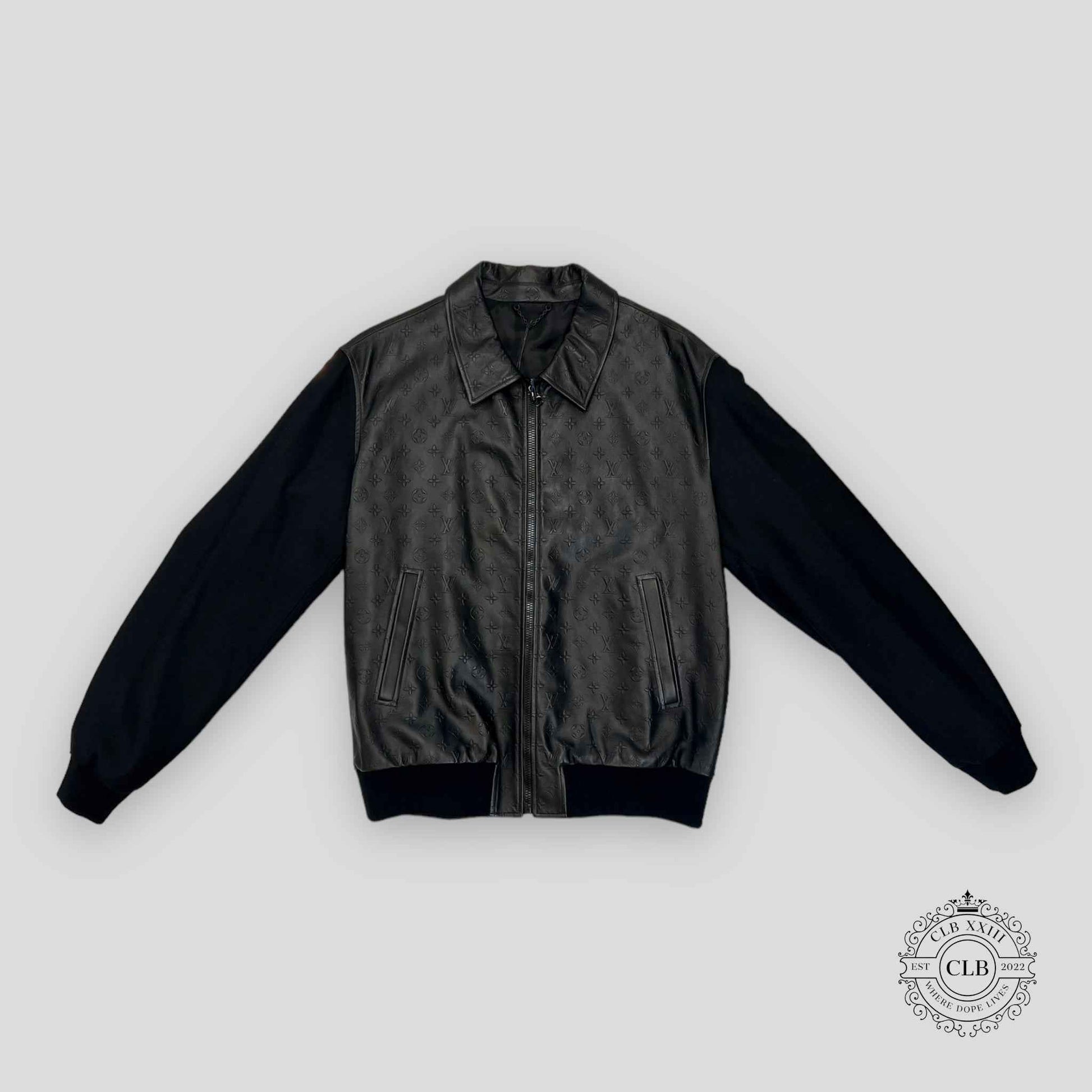 LOUIS VUITTON LVSE MONOGRAM EMBOSSED MIX LEATHER BLOUSON - BLACK